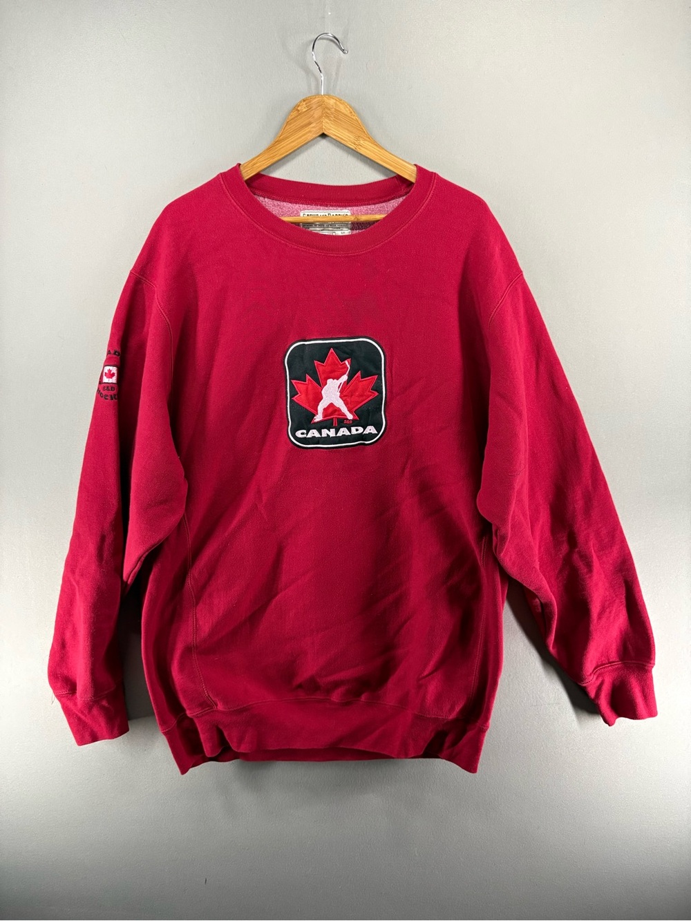 Vintage Canada Hockey Sweatshirt Mens XL Red Steve & Barry's Embroidered Y2K